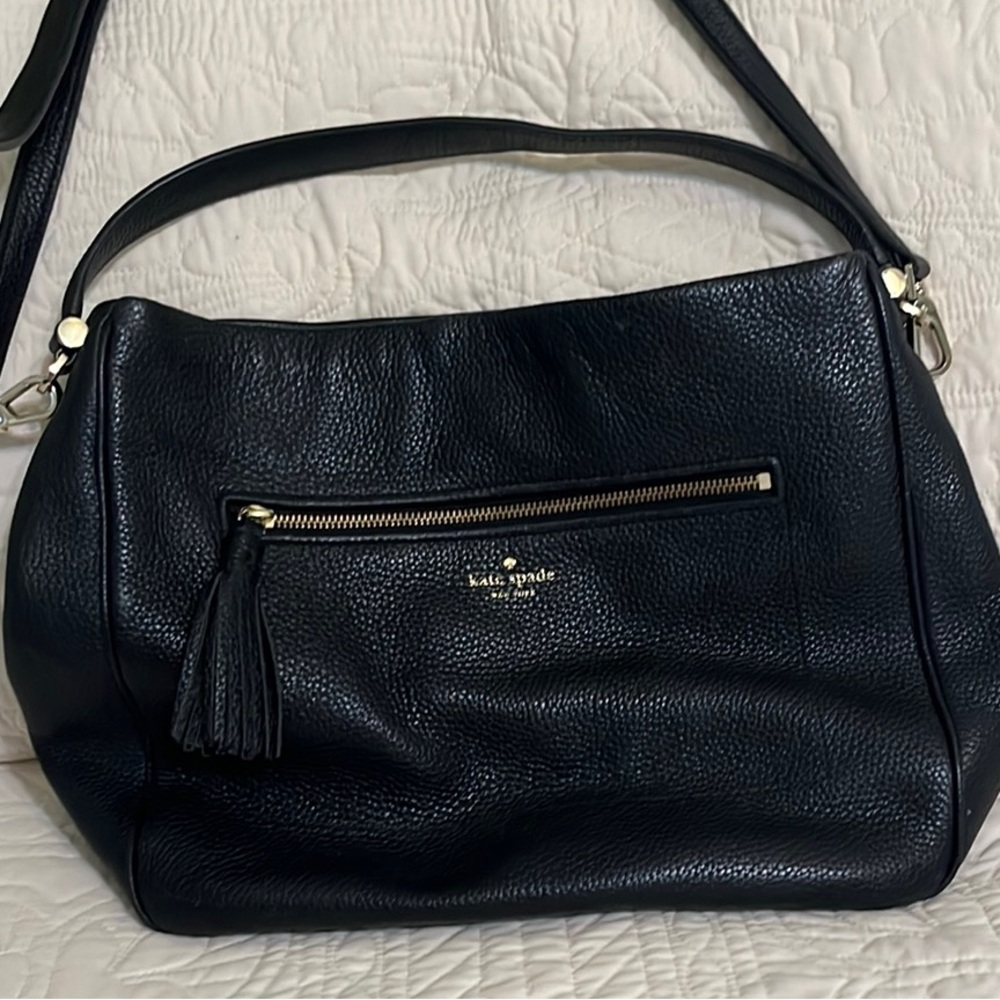Kate Spade Black Hobo Bag with Gold Accents